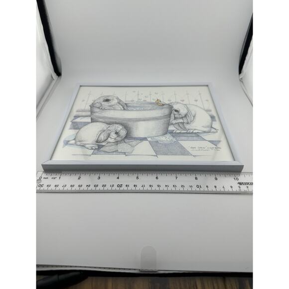 Susan B. Rupp "Hare Spray" 1992 Bunny Bath Print #912/950 Signed 8" x 10" - Picture 6 of 7